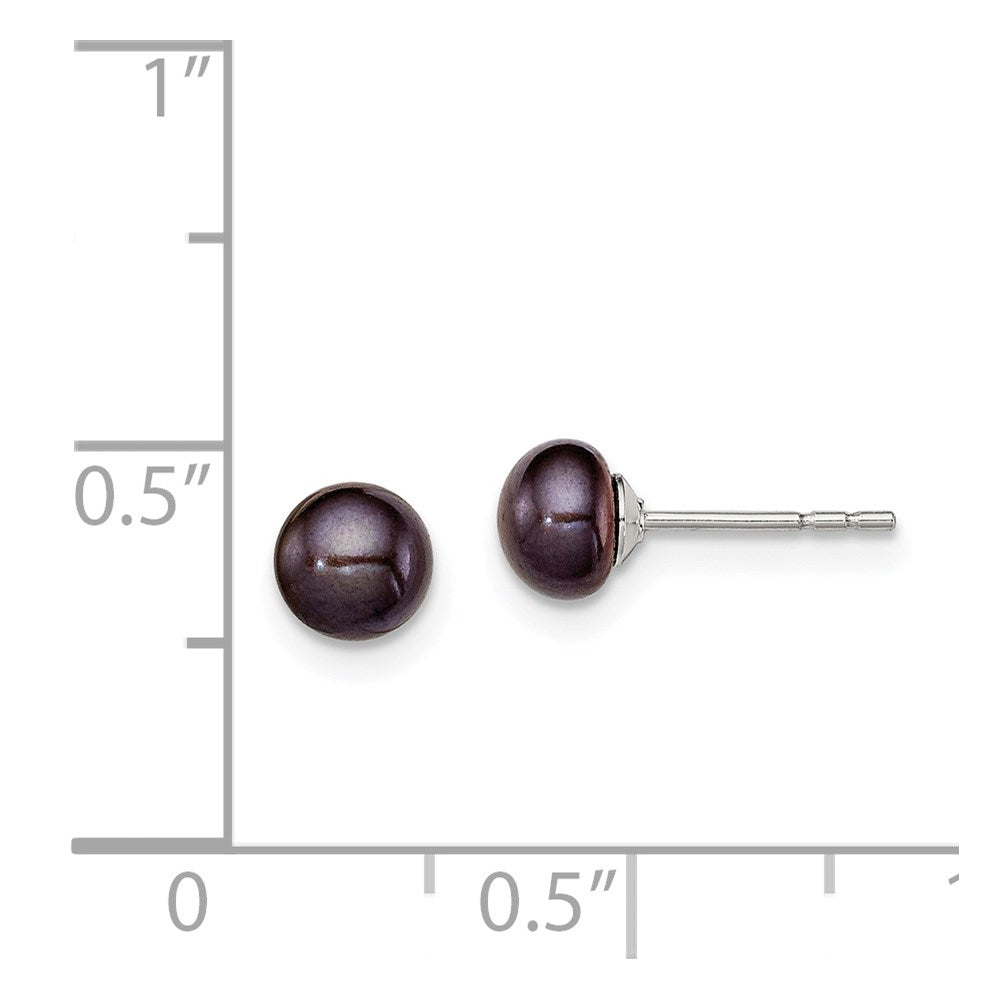 Sterlingsilber Rhodiniert 5-6mm Schwarz Fw Zucht Knopf Perle Ohrstecker Ohrring