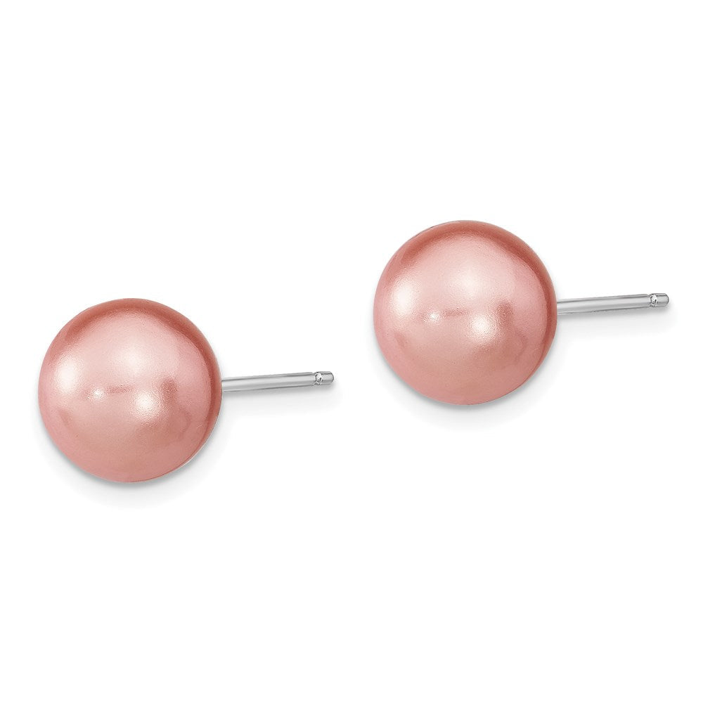 Sterlingsilber Rhodiniert 10-11mm Weiß/pink/blk Imit. Muschel Perle Ohrring Set