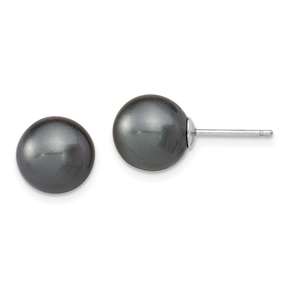 Sterlingsilber Rhodiniert 10-11mm Weiß/pink/blk Imit. Muschel Perle Ohrring Set