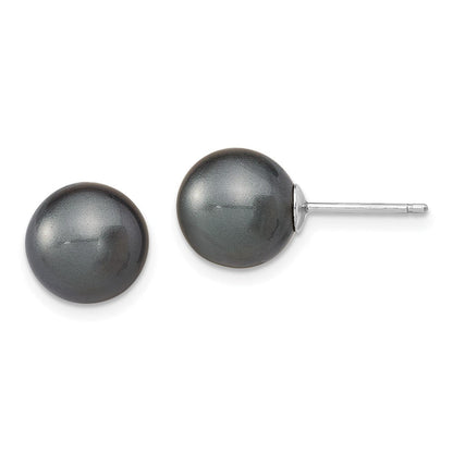 Sterlingsilber Rhodiniert 10-11mm Weiß/pink/blk Imit. Muschel Perle Ohrring Set