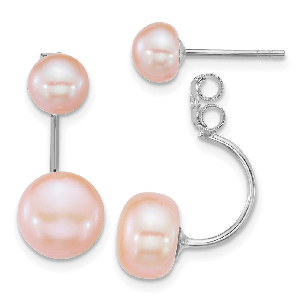 Sterlingsilber Rhod Rosa Fwc Perle Vorderseite/back Stecker Ohrhänger