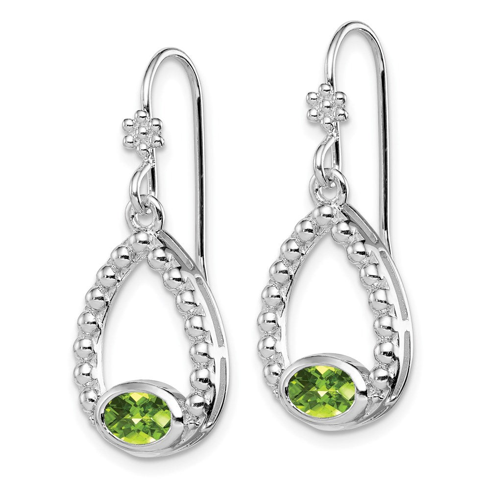 Sterlingsilber Rhodiniert Peridot Hirte Haken Ohrhänger