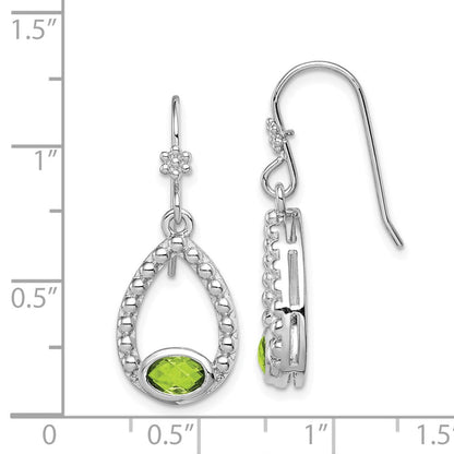 Sterlingsilber Rhodiniert Peridot Hirte Haken Ohrhänger