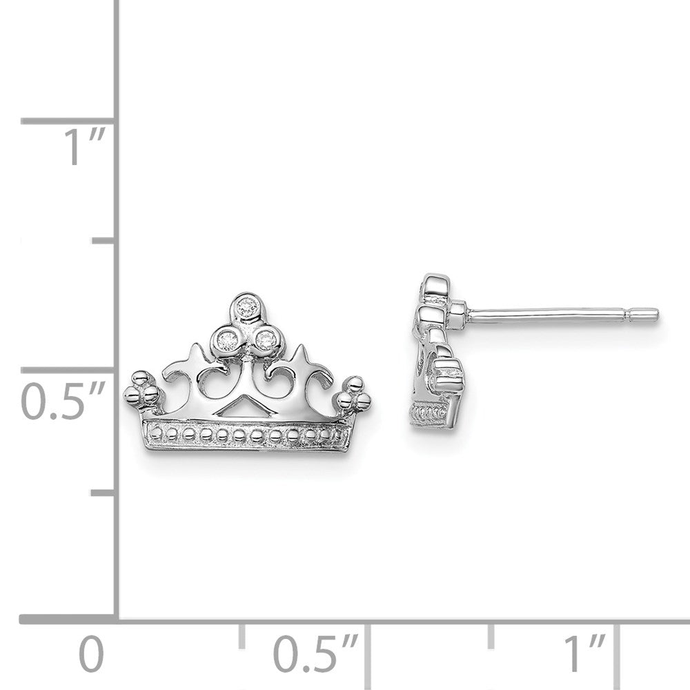 Sterlingsilber Rhodiniert Zirkonia Krone Ohrstecker