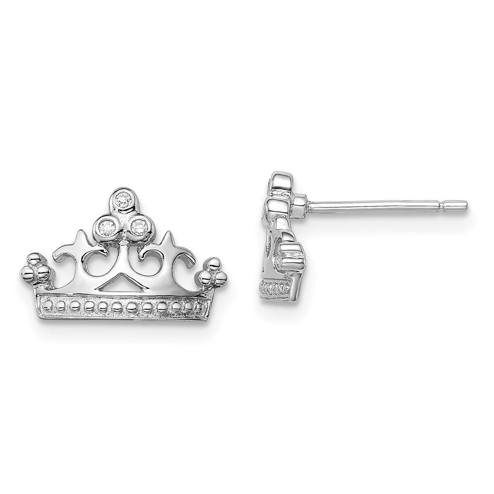 Sterlingsilber Rhodiniert Zirkonia Krone Ohrstecker