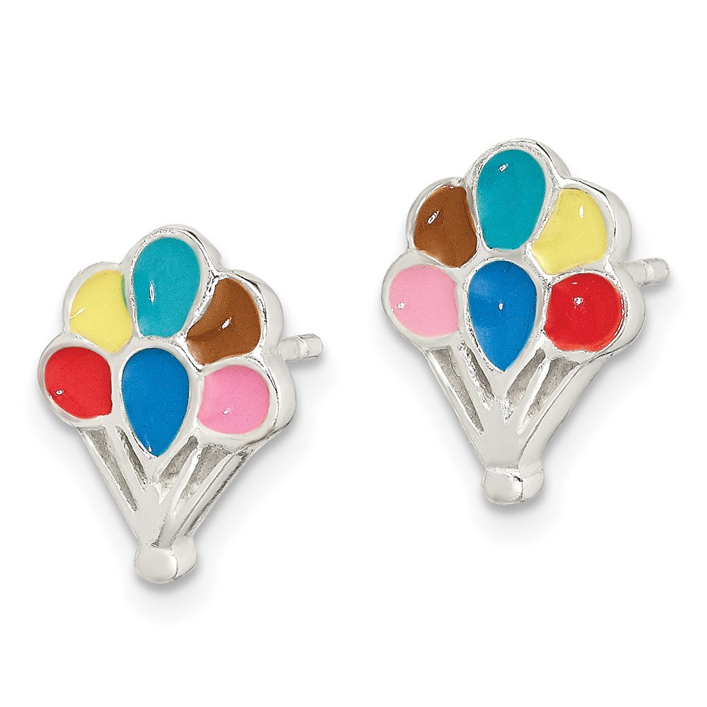 Sterlingsilber Poliert Emaille Balloon Childs Ohrstecker