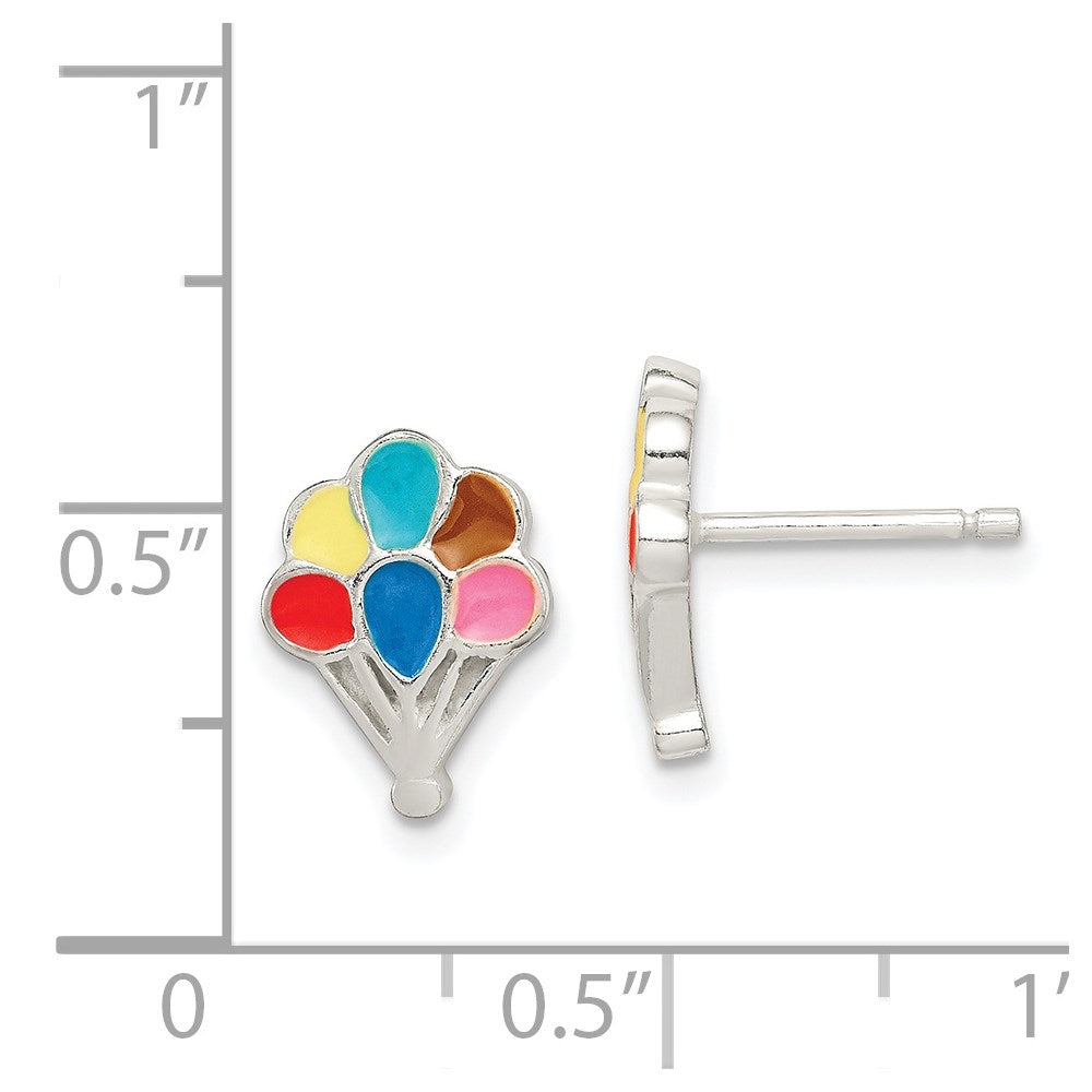 Sterlingsilber Poliert Emaille Balloon Childs Ohrstecker