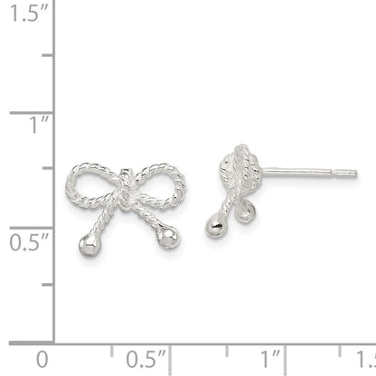Sterlingsilber Poliert und Strukturiert Schleife Ohrstecker