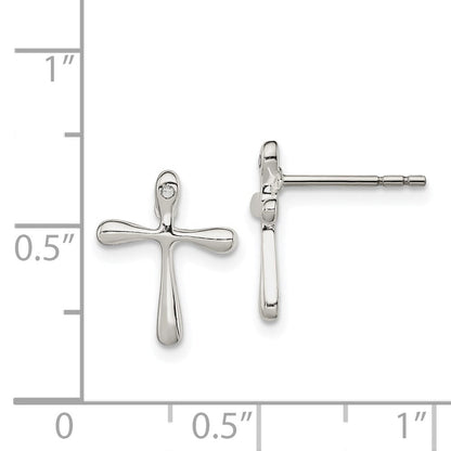 Sterlingsilber Poliert Diamant Kreuz Ohrstecker