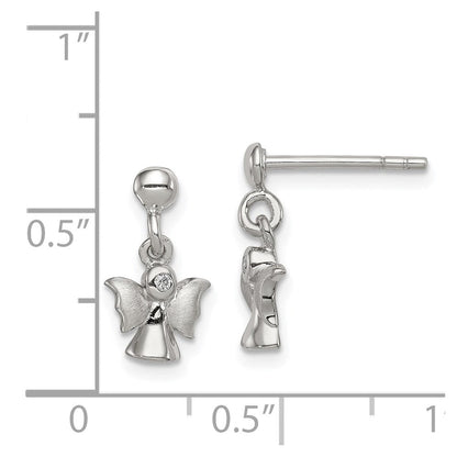 Sterlingsilber Rhodiniert Poliert und Satiniert Engel Ohrstecker
