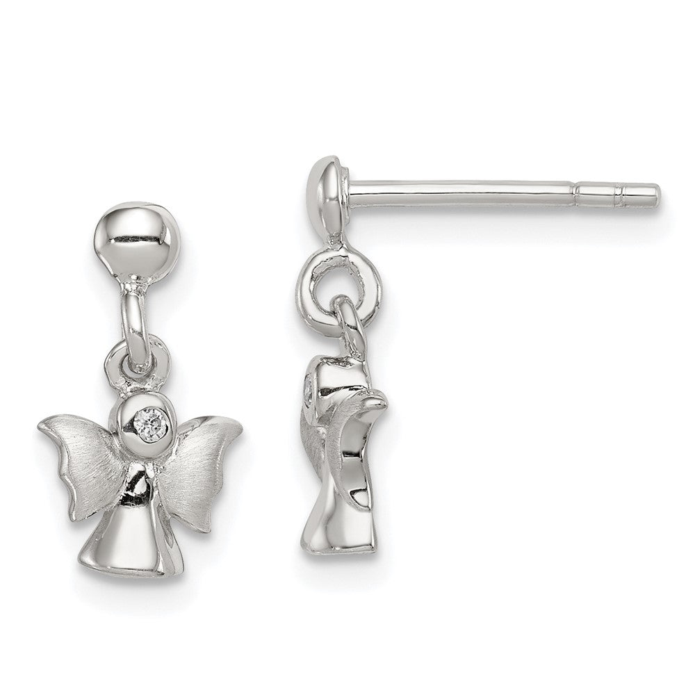 Sterlingsilber Rhodiniert Poliert und Satiniert Engel Ohrstecker