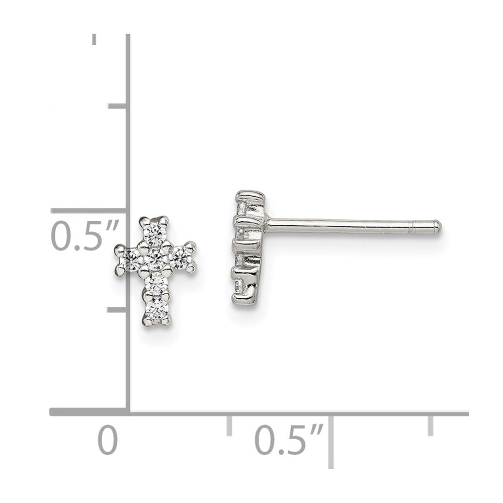 Sterlingsilber Rhodiniert Poliert Zirkonia Kreuz Ohrstecker