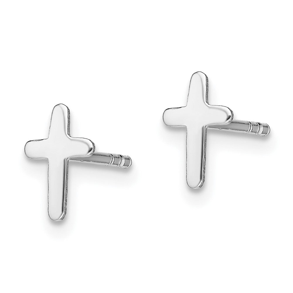 Sterlingsilber Rhodiniert Poliert Lateinisch Kreuz Ohrstecker