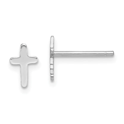 Sterlingsilber Rhodiniert Poliert Lateinisch Kreuz Ohrstecker