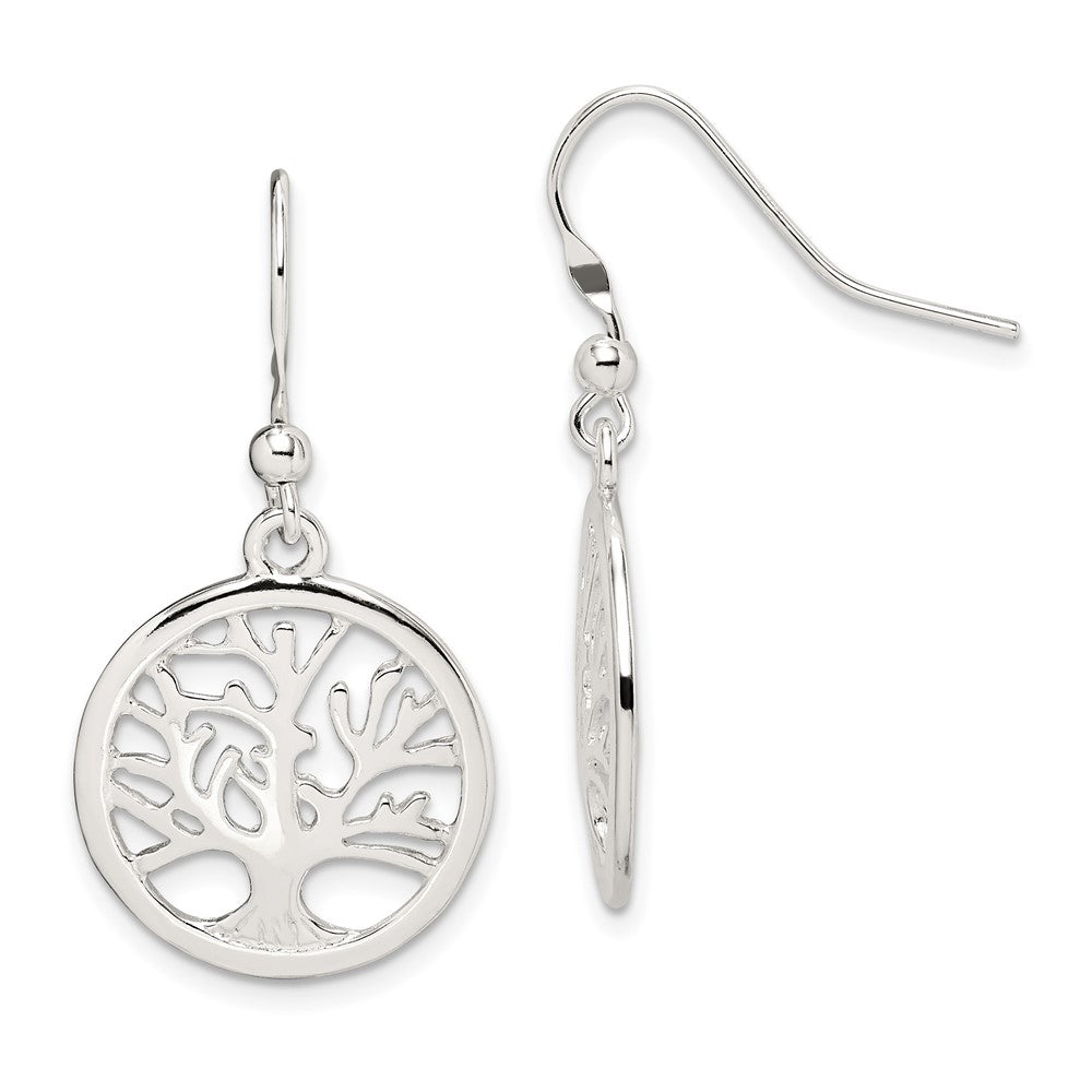 Sterlingsilber Poliert Rund Baum Hirte Haken Ohrringe