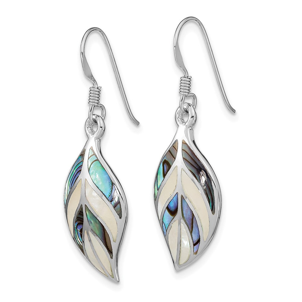 Sterlingsilber Rhodium Blatt Perlmutt und Abalone Ohrhänger