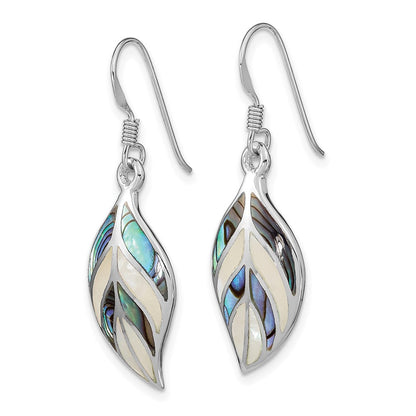 Sterlingsilber Rhodium Blatt Perlmutt und Abalone Ohrhänger