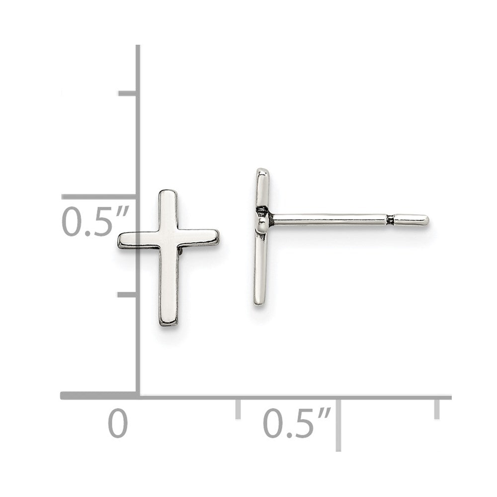 Sterlingsilber Poliert Lateinisch Kreuz Ohrstecker