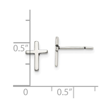 Sterlingsilber Poliert Lateinisch Kreuz Ohrstecker