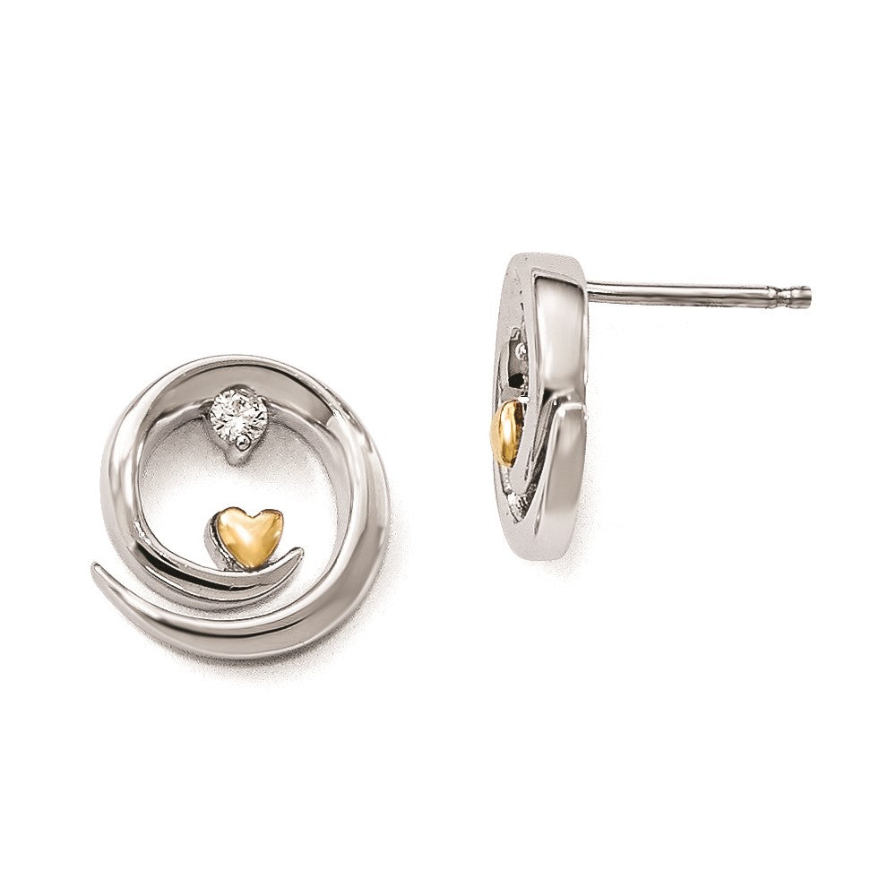 Sterlingsilber- und 14K-Gold-Diamant-Ohrringe „Arme der Liebe“
