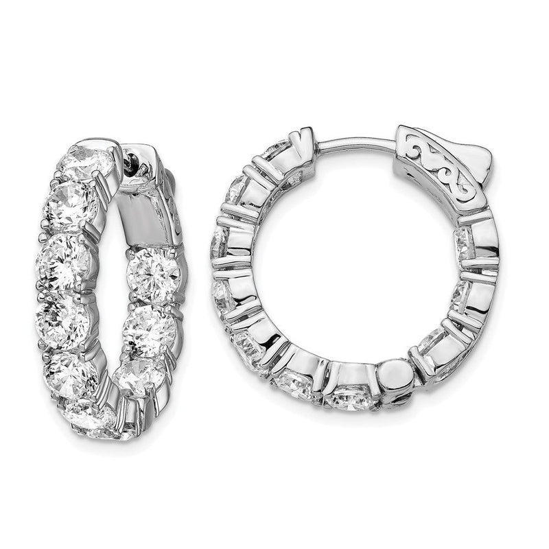 Sterlingsilber Schimmernd Rhodiniert 20 Stein 4.25mm Zirkonia in und Außen Rund Klappbar Creolen