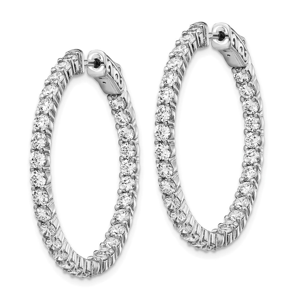 Sterlingsilber Schimmernd Rhodiniert 58 Stein 2.5mm Zirkonia in und Außen Rund Klappbar Creolen