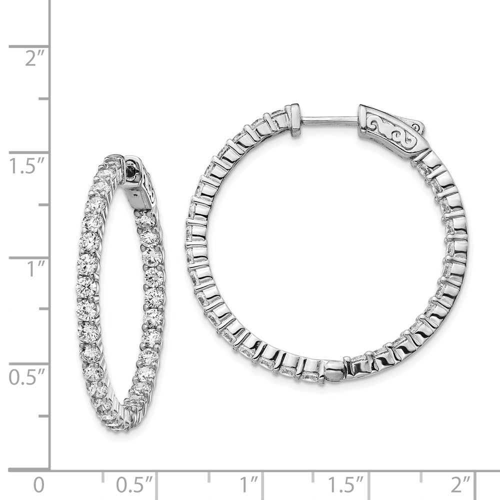 Sterlingsilber Schimmernd Rhodiniert 58 Stein 2.5mm Zirkonia in und Außen Rund Klappbar Creolen