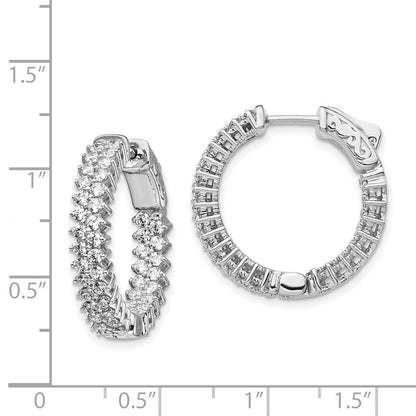 Sterlingsilber Schimmernd Rhodiniert 92 Stein 1.7mm Zirkonia in und Außen Rund Klappbar Creolen