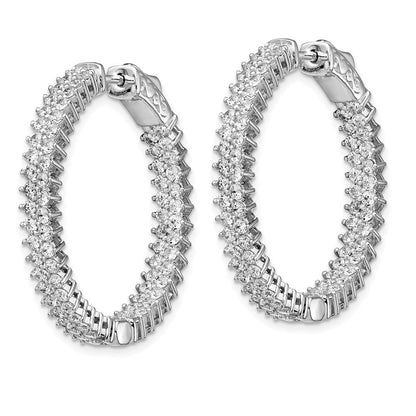 Sterlingsilber Schimmernd Rhodiniert 146 Stein 1.7mm Zirkonia in und Außen Rund Klappbar Creolen