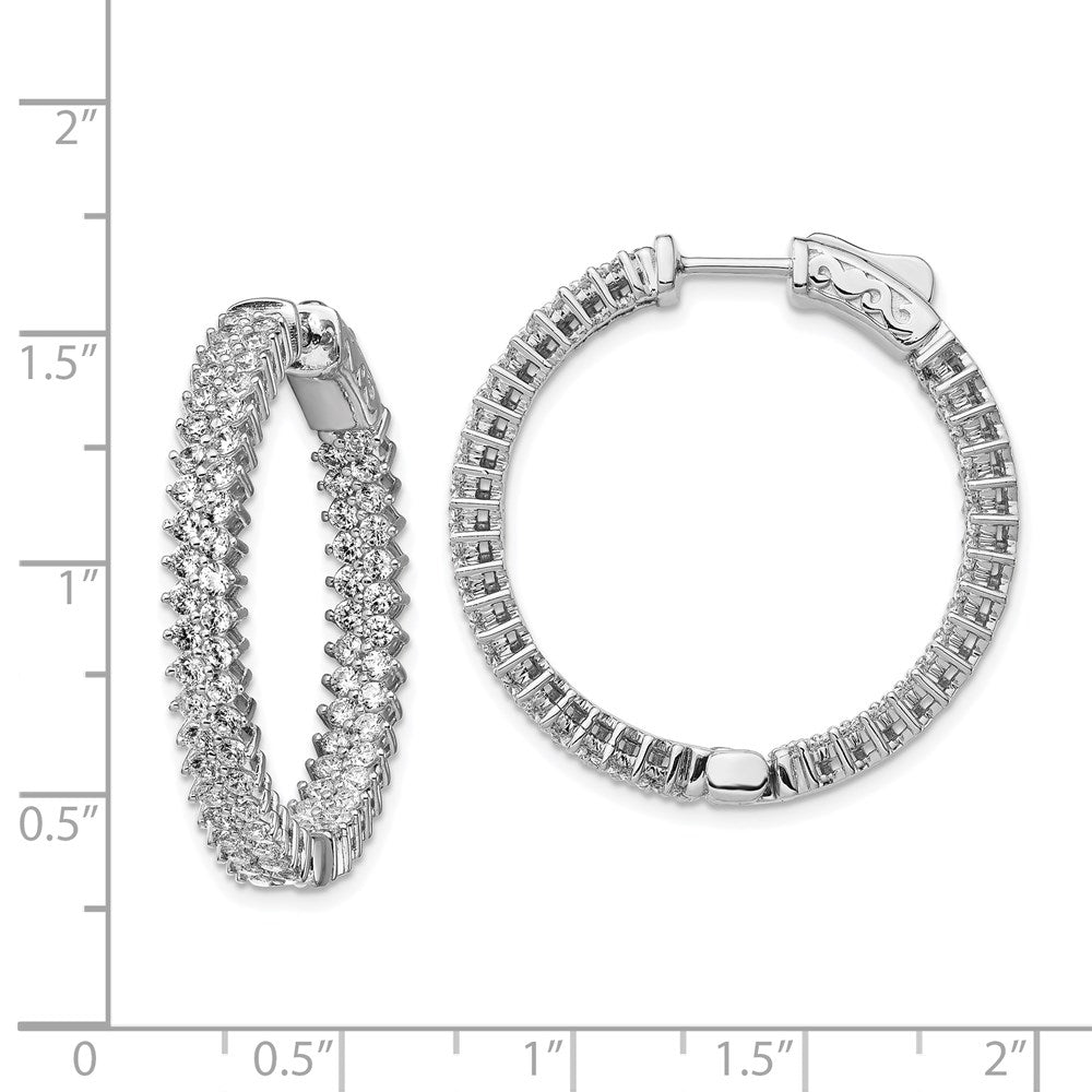 Sterlingsilber Schimmernd Rhodiniert 146 Stein 1.7mm Zirkonia in und Außen Rund Klappbar Creolen