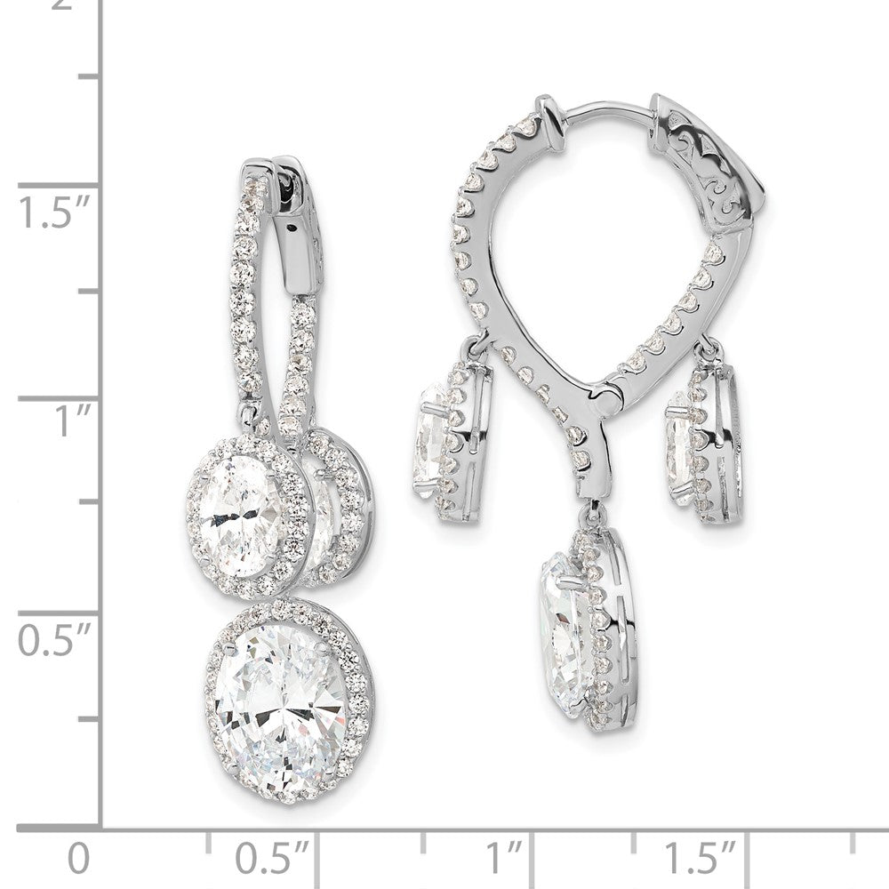 Sterlingsilber Rhodiniert Poliert Zirkonia Fantasie Hängend in & Außen Ohrringe