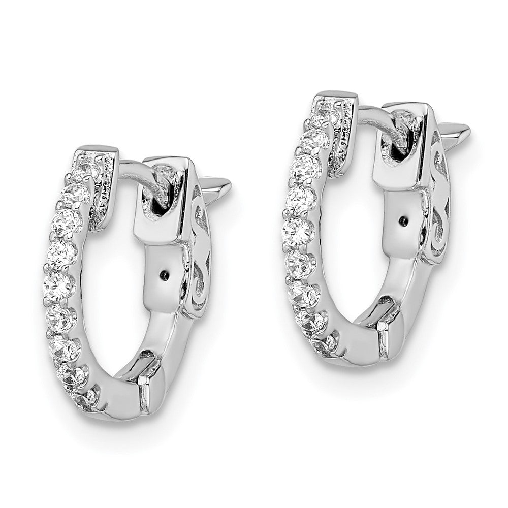 Sterlingsilber Schimmernd Rhodiniert 18 Stein Zirkonia Klappbar Creolen