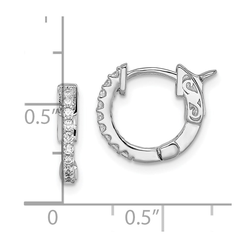 Sterlingsilber Schimmernd Rhodiniert 18 Stein Zirkonia Klappbar Creolen