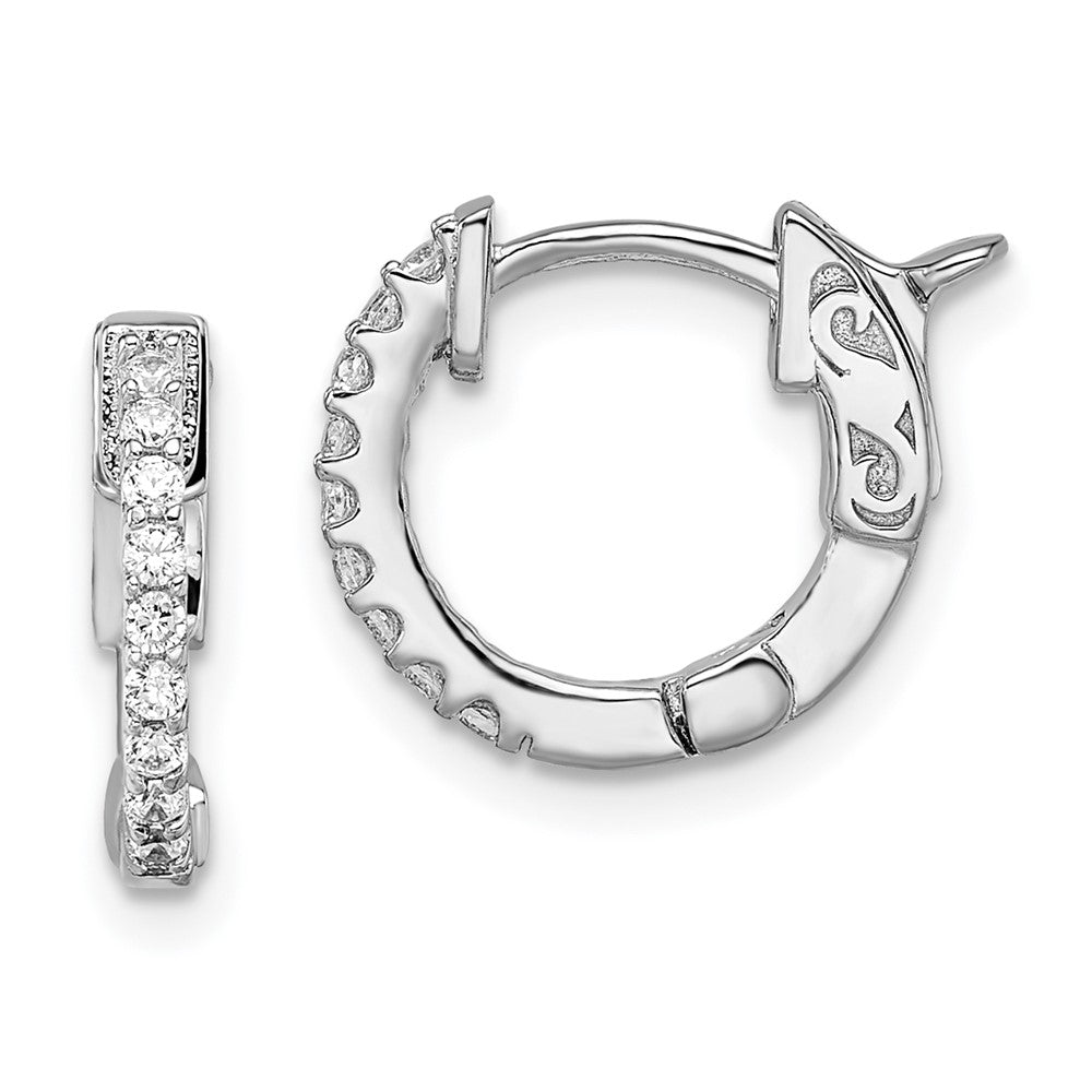 Sterlingsilber Schimmernd Rhodiniert 18 Stein Zirkonia Klappbar Creolen