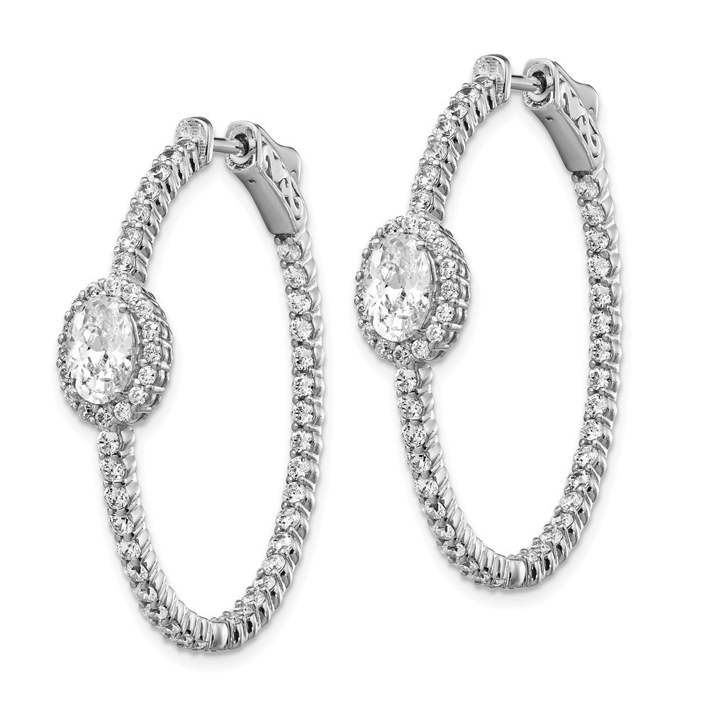 Sterlingsilber Schimmernd Rhodiniert 104 Stein Zirkonia Fantasie in und Außen Oval Klappbar Creolen
