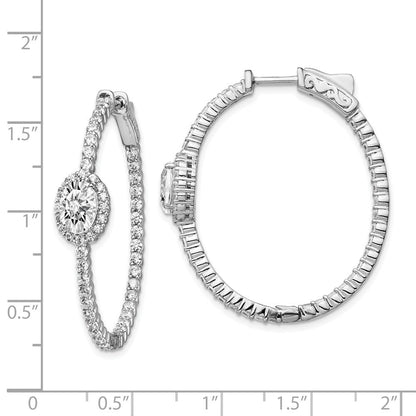 Sterlingsilber Schimmernd Rhodiniert 104 Stein Zirkonia Fantasie in und Außen Oval Klappbar Creolen