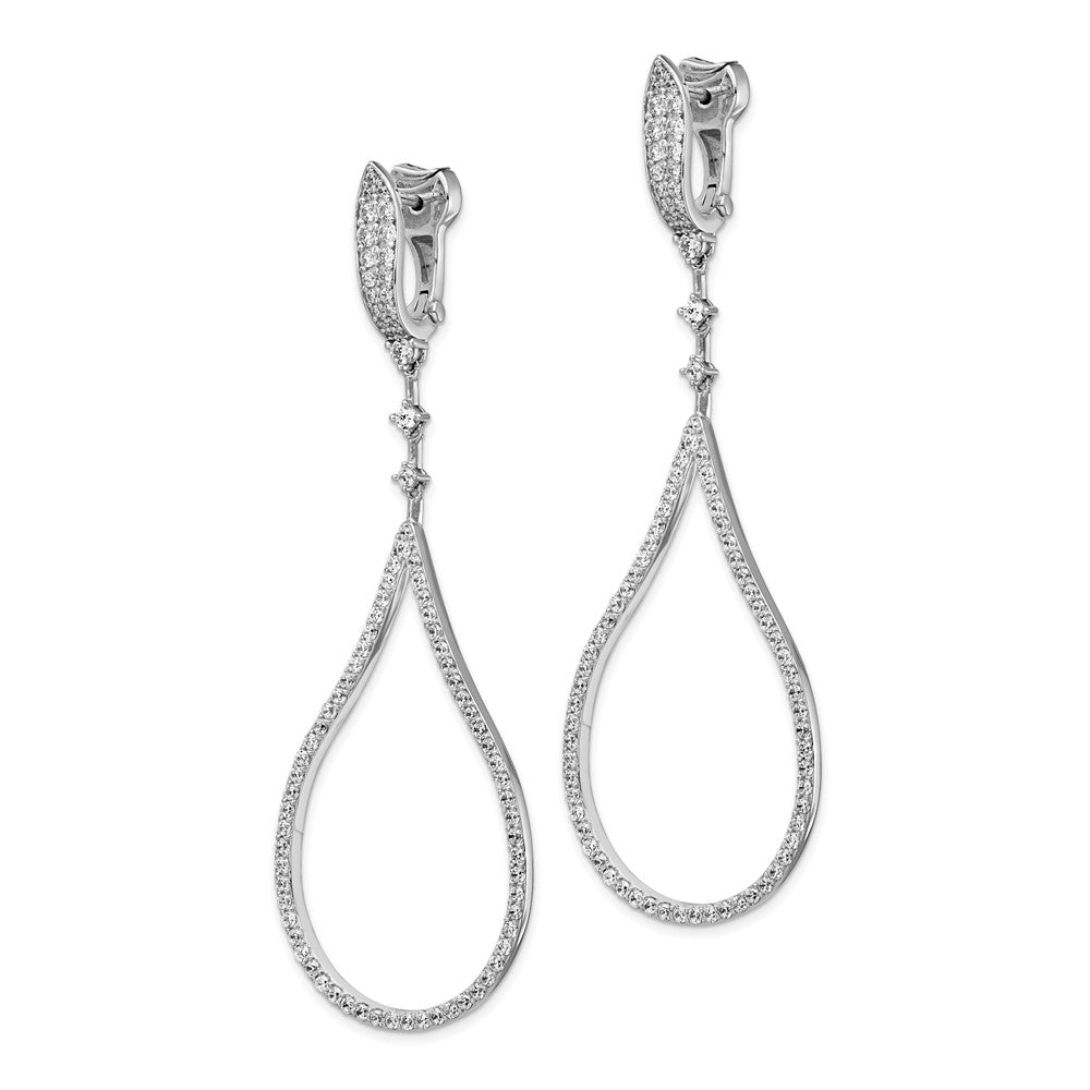 Sterlingsilber Schimmernd Rhodiniert 172 Stein Zirkonia Tropfen Hängend Klappbar Ohrstecker