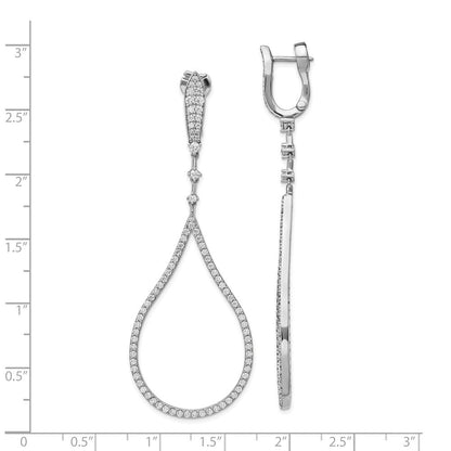 Sterlingsilber Schimmernd Rhodiniert 172 Stein Zirkonia Tropfen Hängend Klappbar Ohrstecker