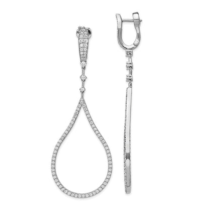 Sterlingsilber Schimmernd Rhodiniert 172 Stein Zirkonia Tropfen Hängend Klappbar Ohrstecker