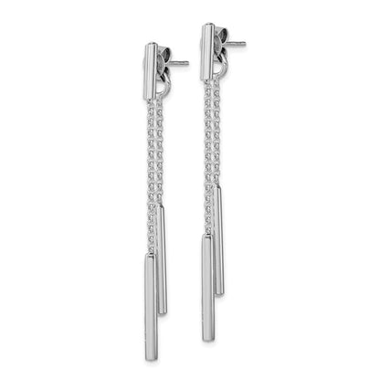 Sterlingsilber Rhodiniert Stab & Kette Vorderseite/back Stecker Ohrhänger