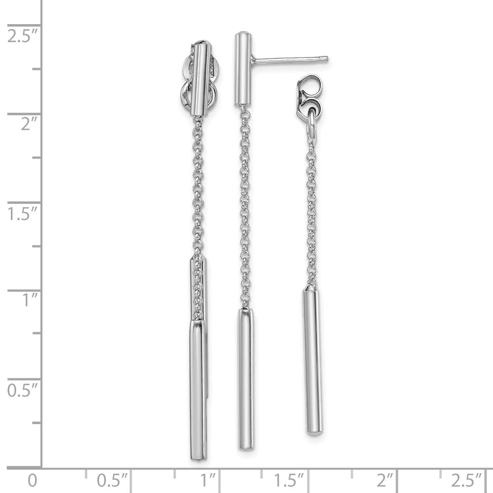 Sterlingsilber Rhodiniert Stab & Kette Vorderseite/back Stecker Ohrhänger