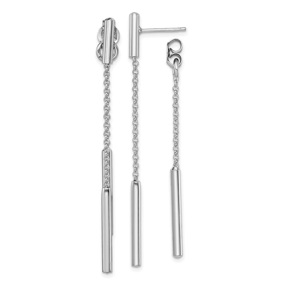 Sterlingsilber Rhodiniert Stab & Kette Vorderseite/back Stecker Ohrhänger