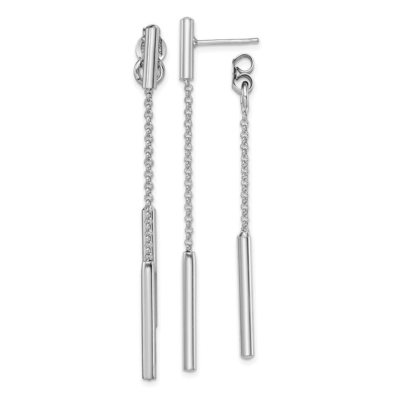 Sterlingsilber Rhodiniert Stab & Kette Vorderseite/back Stecker Ohrhänger
