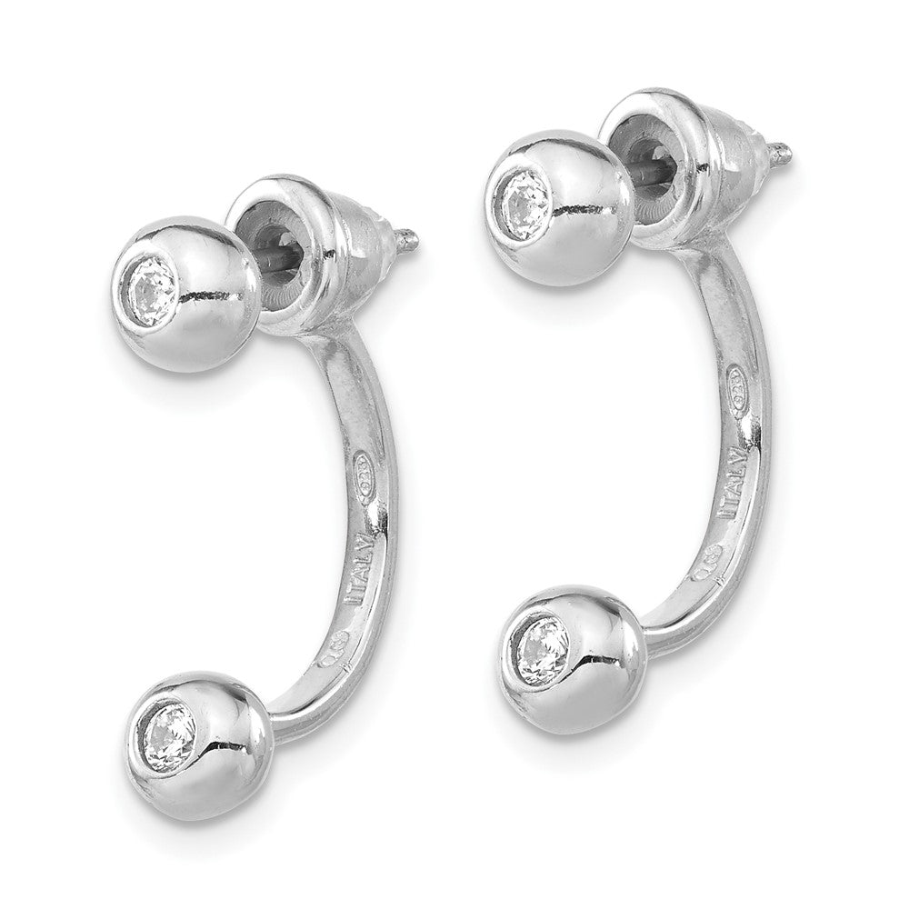 Sterlingsilber Rhodiniert Zirkonia Vorderseite & Rückseite Stecker Ohrhänger