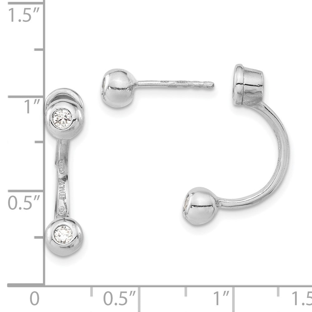Sterlingsilber Rhodiniert Zirkonia Vorderseite & Rückseite Stecker Ohrhänger