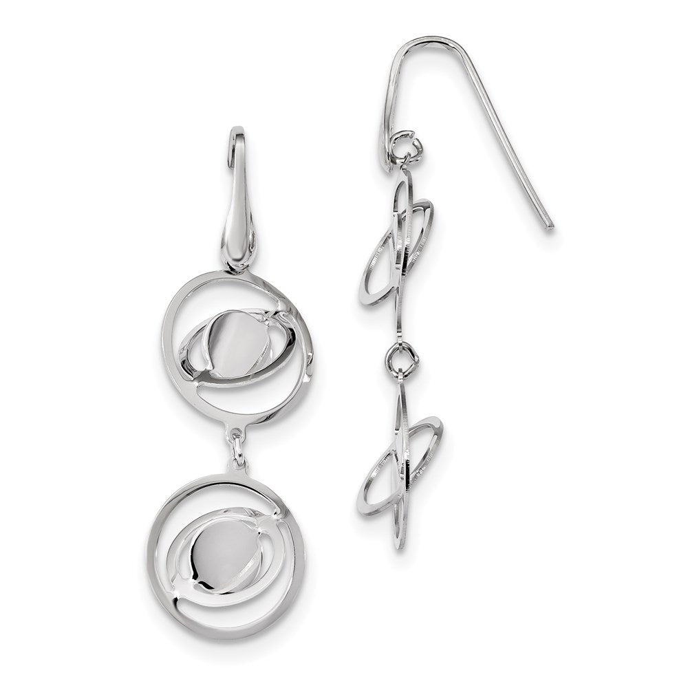 Sterlingsilber Rhodium-plate Gedreht Kreise Hirte Haken Ohrringe