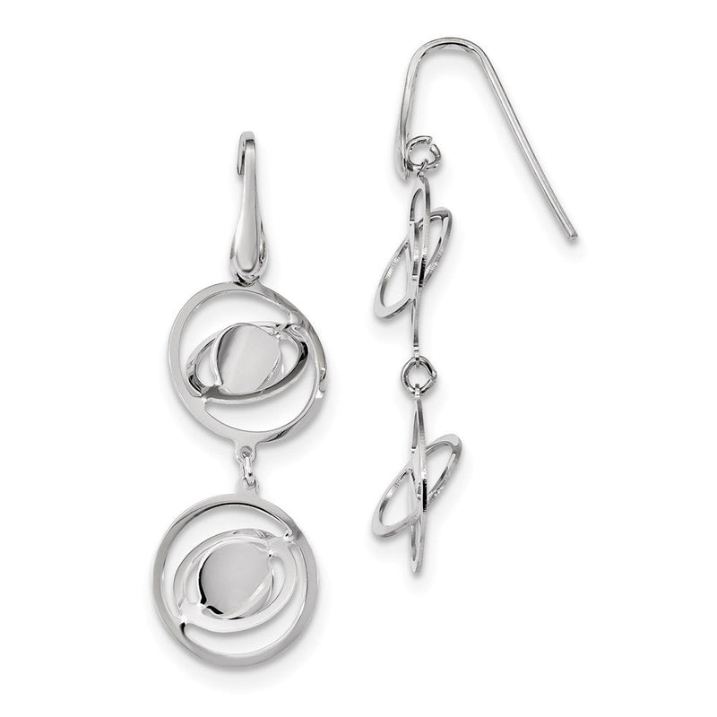 Sterlingsilber Rhodium-plate Gedreht Kreise Hirte Haken Ohrringe