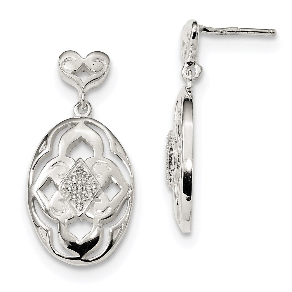 Sterlingsilber Zirkonia Offen Oval Ohrstecker