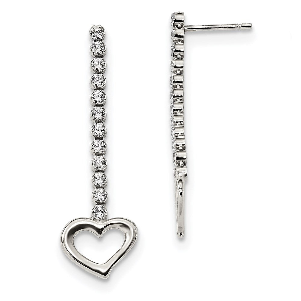 Sterlingsilber Zirkonia Hängend Herz Ohrringe