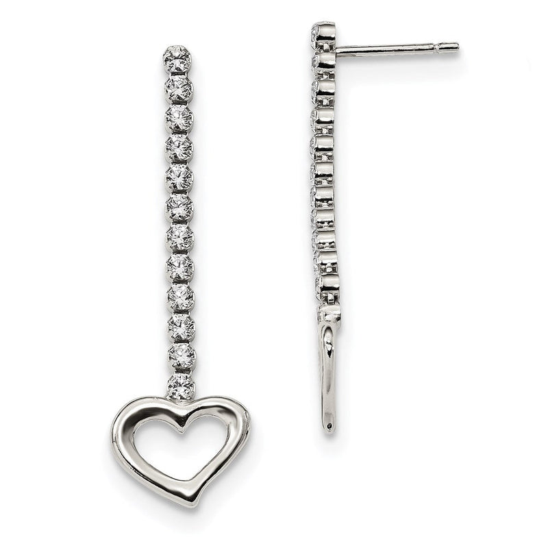 Sterlingsilber Zirkonia Hängend Herz Ohrringe